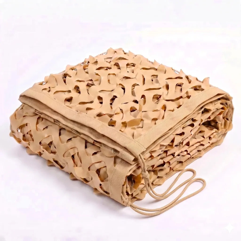 Reinforced sand-colored camouflage net for terraces and pergolas – Mediterranean style