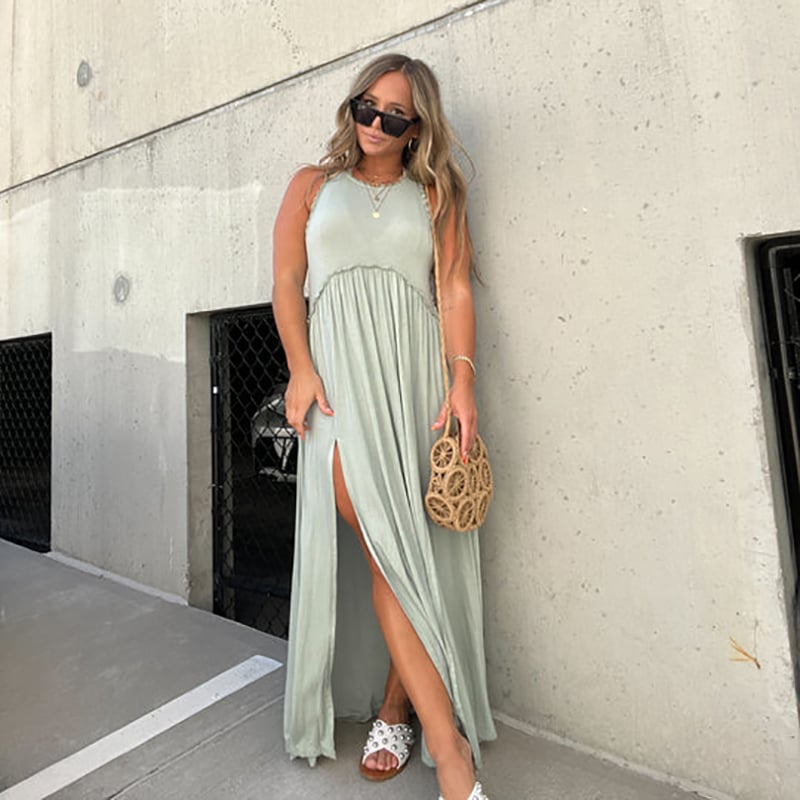 Slit Casual Simple Loose Maxi Long Dress