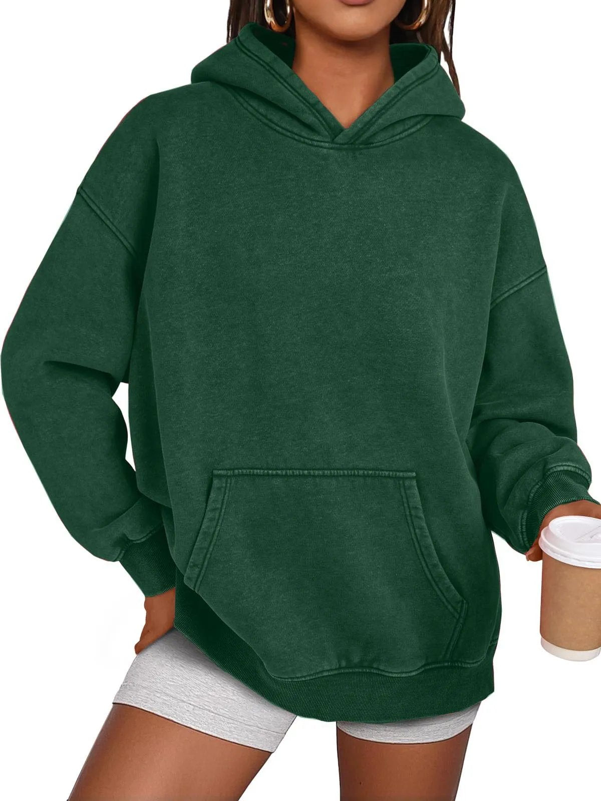 Unisex Casual Oversized Acid Wash Tops Hoodie Pullover