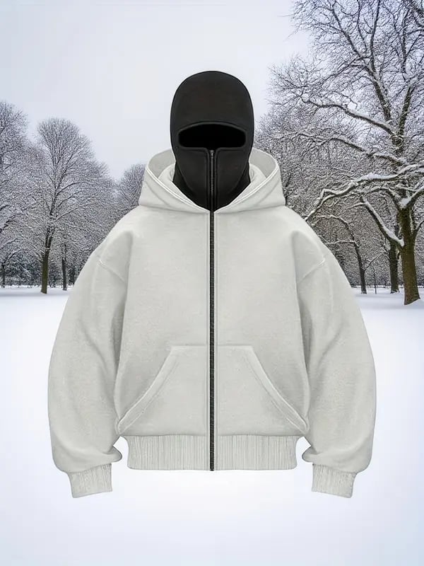 Men's Double Hooded Full Zip-Up Sweatshirt