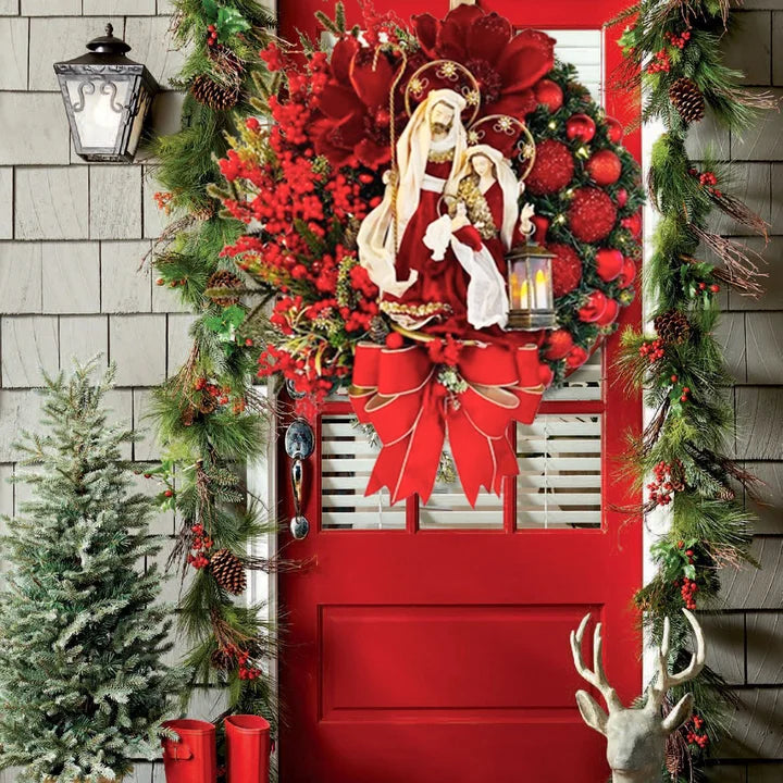 Sacred Christmas Wreath with Lights