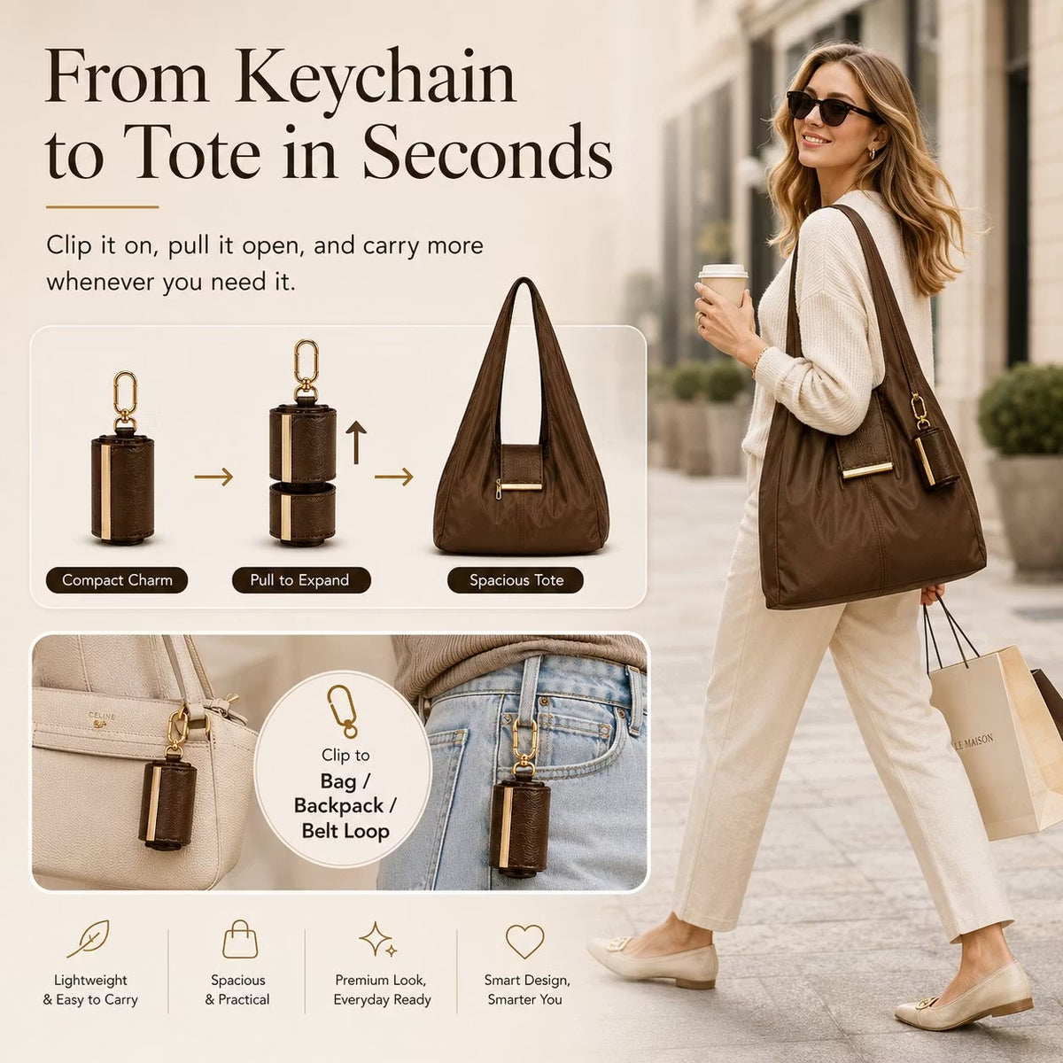 🛍️New Foldable Keychain Large Capacity Storage Bag