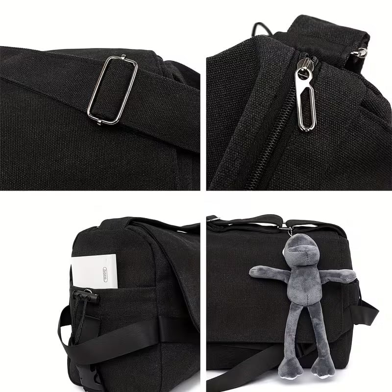 🔥 Last Day Limited Time Promotion🔥Men's Plain Canvas Crossbody Bag with Frog