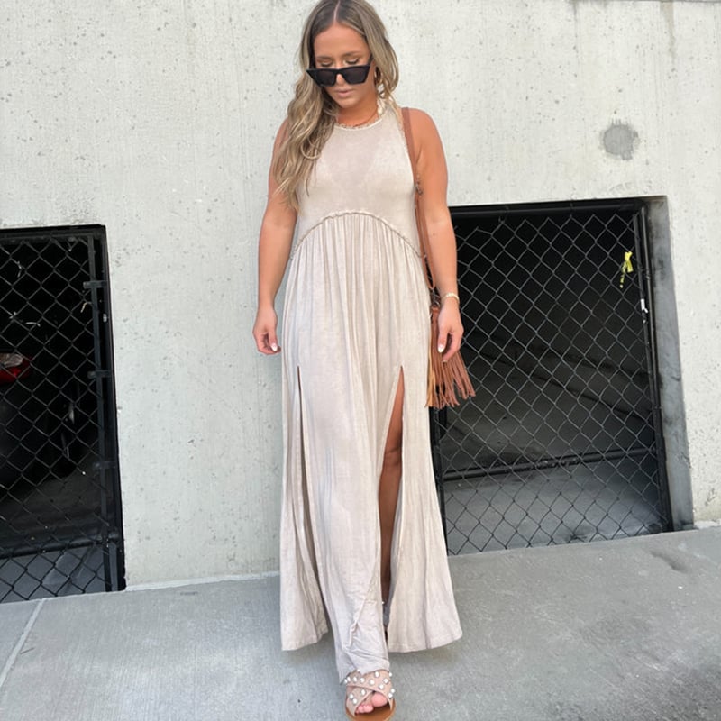 Slit Casual Simple Loose Maxi Long Dress