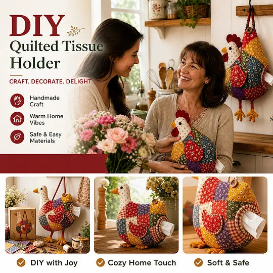 🧵 DIY Patchwork Chicken & Duck Tissue Cover 🐔 — Sew it yourself and hang it up to brighten your home!