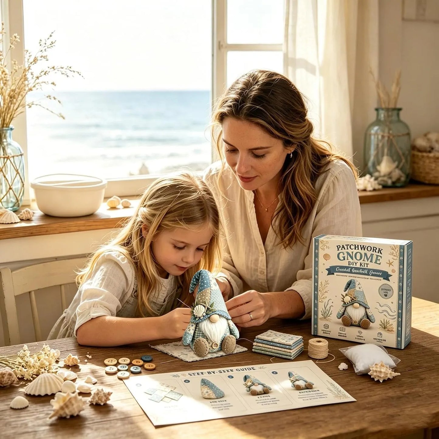 🧵🥇Patchwork-Style Gnome DIY Kit – Create Your Own Adorable Animals
