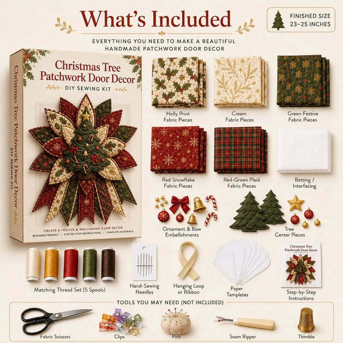 🎉Beginner-Friendly Oversized Christmas Character Quilted Door Hanger Sewing Kit 💕