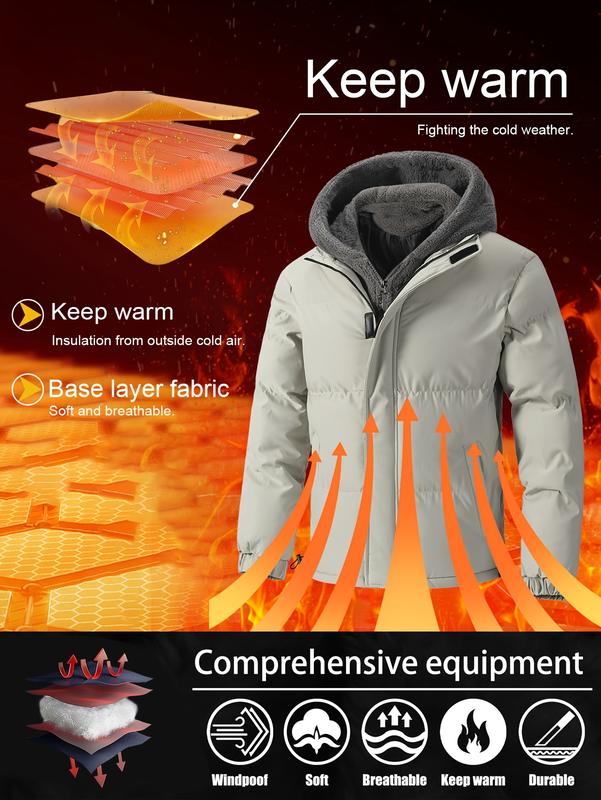Men's Thickened Winter Jacket - Windproof Fleece-Lined Hooded Coat