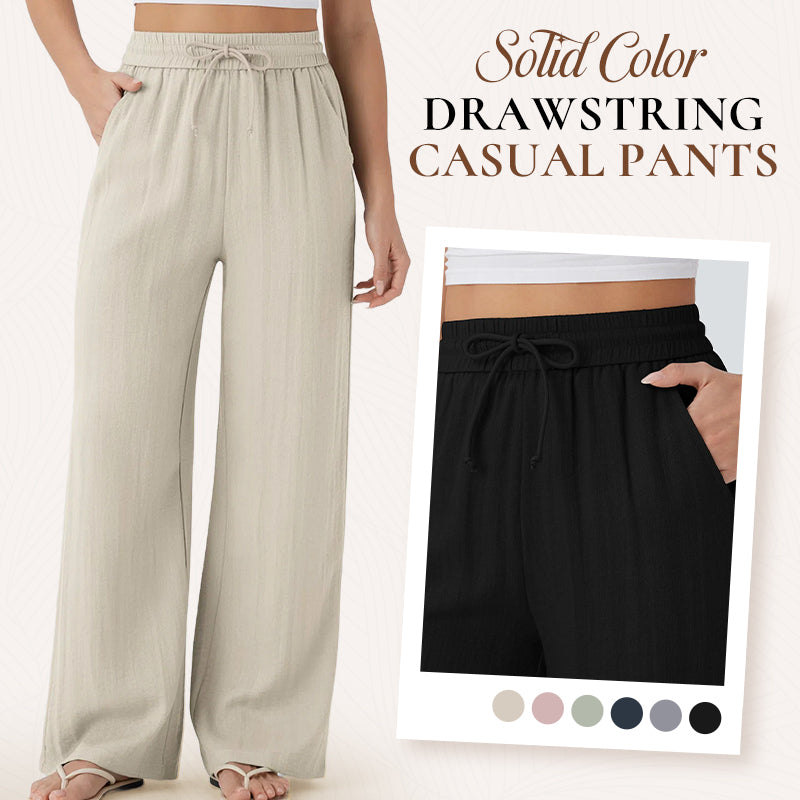 ✨ Lightweight Linen Pants Solid Color Drawstring Casual Pants