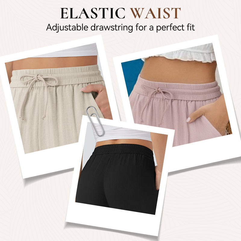 ✨ Lightweight Linen Pants Solid Color Drawstring Casual Pants