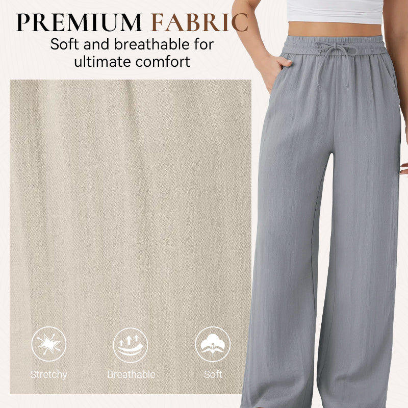 ✨ Lightweight Linen Pants Solid Color Drawstring Casual Pants