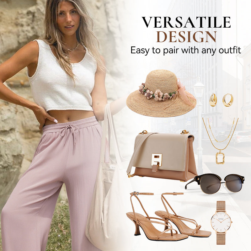 ✨ Lightweight Linen Pants Solid Color Drawstring Casual Pants