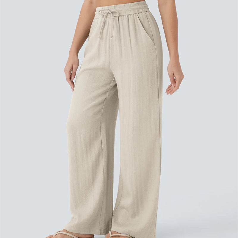 ✨ Lightweight Linen Pants Solid Color Drawstring Casual Pants