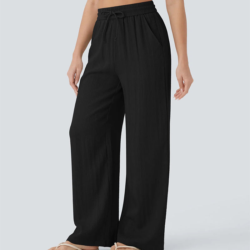 ✨ Lightweight Linen Pants Solid Color Drawstring Casual Pants
