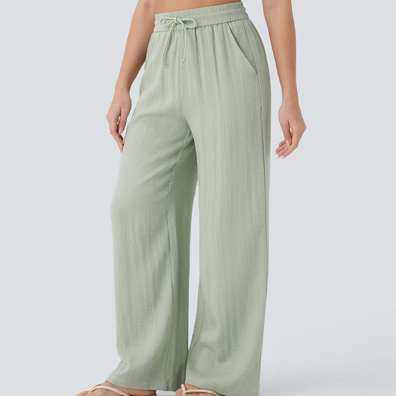 ✨ Lightweight Linen Pants Solid Color Drawstring Casual Pants