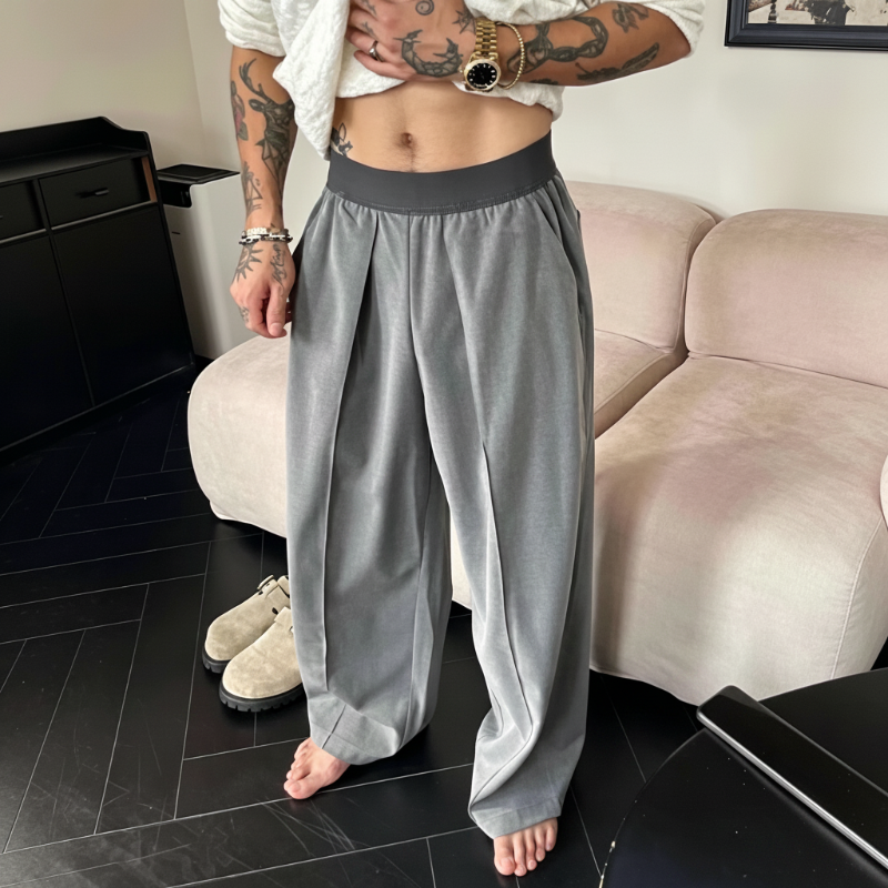 ✨Wide-Leg Freedom✨Men's Pleated Wide-Leg Trousers with Elastic Waist