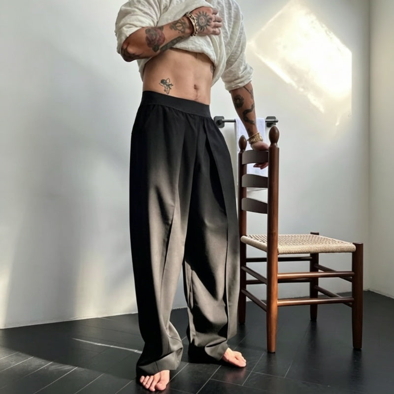 ✨Wide-Leg Freedom✨Men's Pleated Wide-Leg Trousers with Elastic Waist