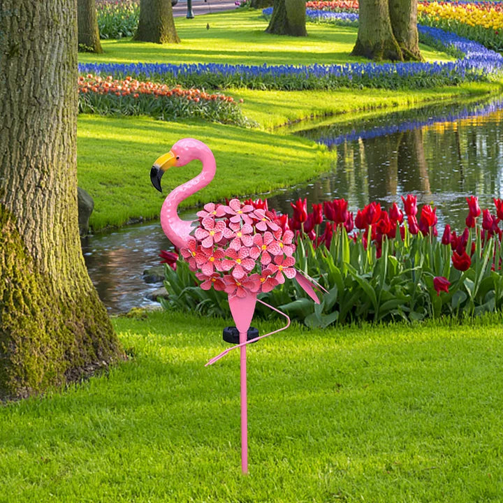 Flamingo Solar Light Metal Art