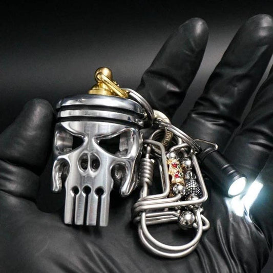 Piston art skull keychain [pendant/flashlight/bottle opener]