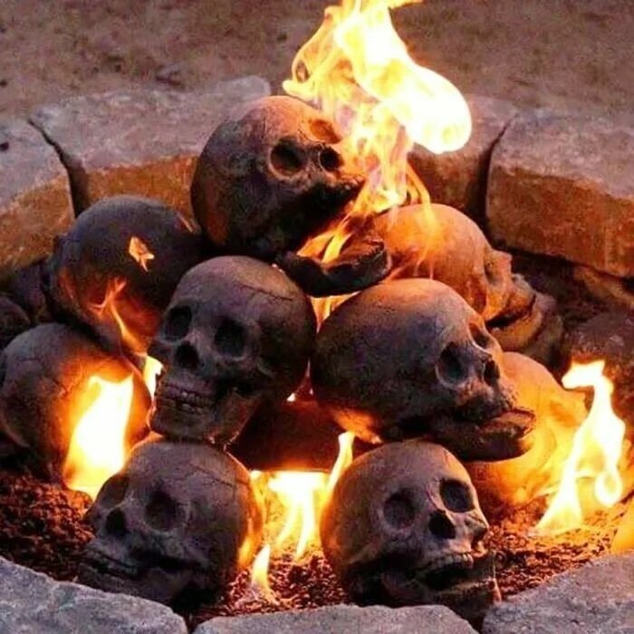 💀Halloween Sale - Terrifying Human Skull Fire Pit