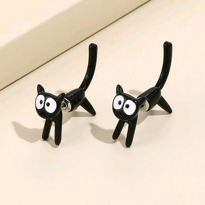2023 New Funny Small Black Cat Earring for Women Girl Fashion Cute Animal Earrings Fashion Party Jewelry Gifts Wholesale