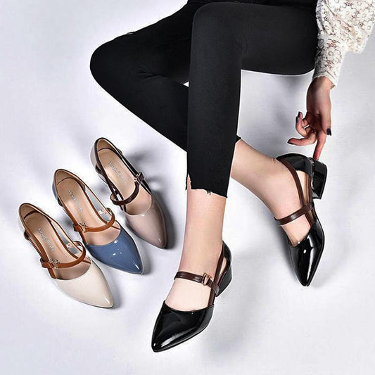 2024 Spring And Summer Leather Casual Shoes  And  New Belt Buckle Solid Color Plus Size Women's Sandals