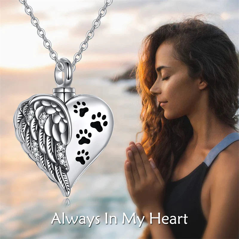 Sterling Silver Guardian Angel Wings Urn Necklaces for Ashes Cremation Memory Jewelry for Women Men
