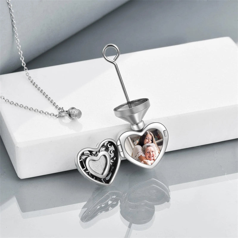 Rose Locket Ashes Necklace Urn Necklace for Women Heart Crystal Cremation Necklace for Ashes Cremation Jewelry