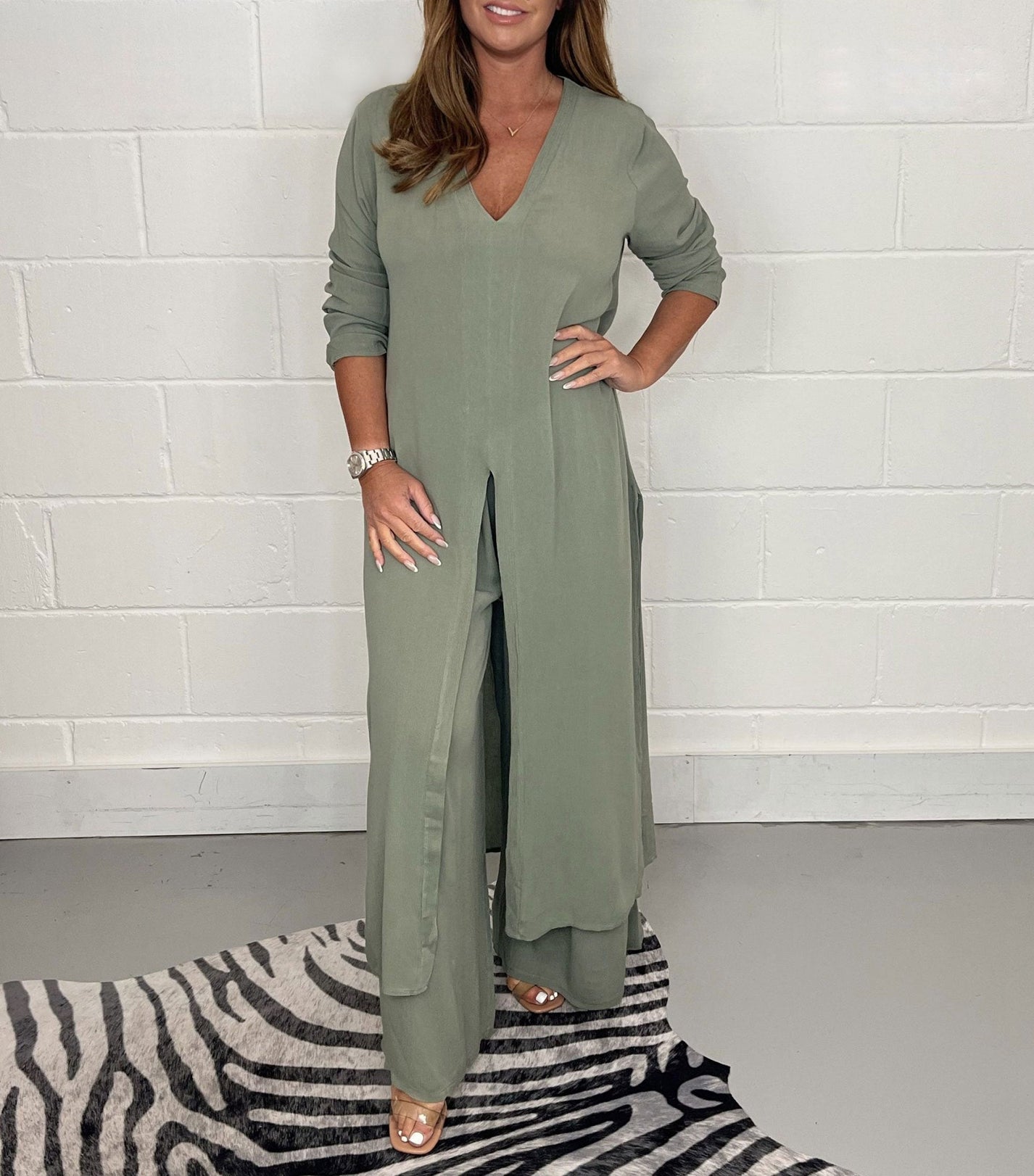 Summer Trousers Suits Matching Sets Short Sleeve Blouse Wide Leg Pants Sets main image 0