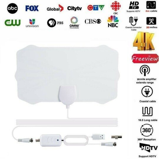 HDTV cable antenna 4K (5G chip, 🌎 can be used worldwide)