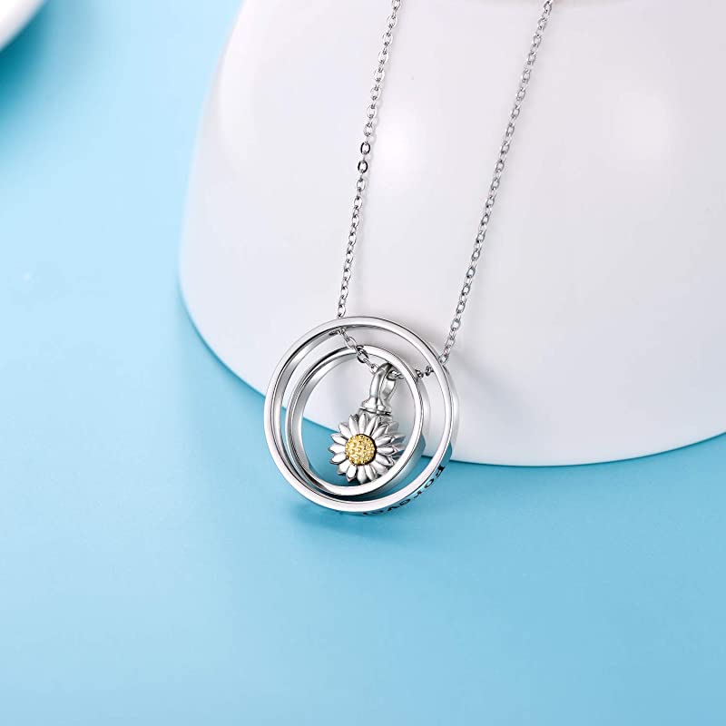 Cremation Jewelry 925 Sterling Silver Sunflower Rose Paw Urn Necklace for Ashes