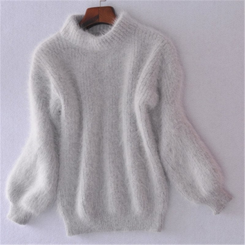 Loose Solid Color Knit Sweater - Vintage Angora Sweater