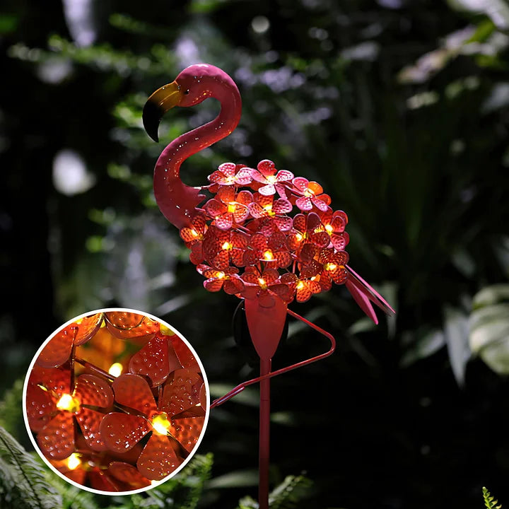 Flamingo Solar Light Metal Art