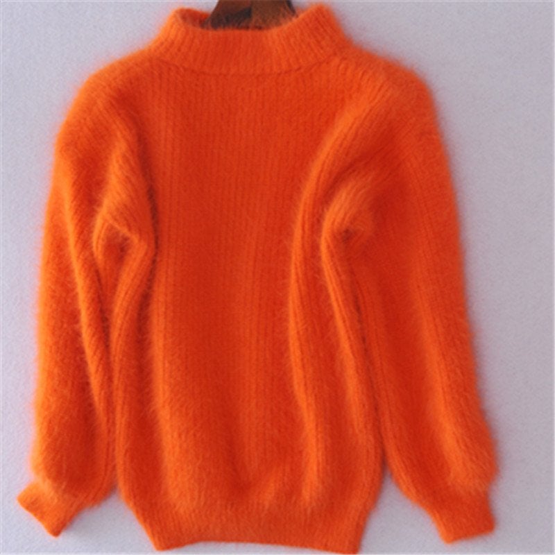 Loose Solid Color Knit Sweater - Vintage Angora Sweater