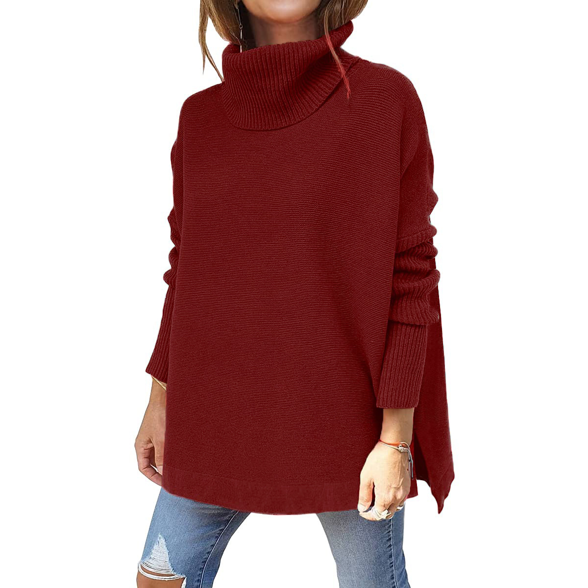 Women's Turtleneck Oversized Sweater Mid Length