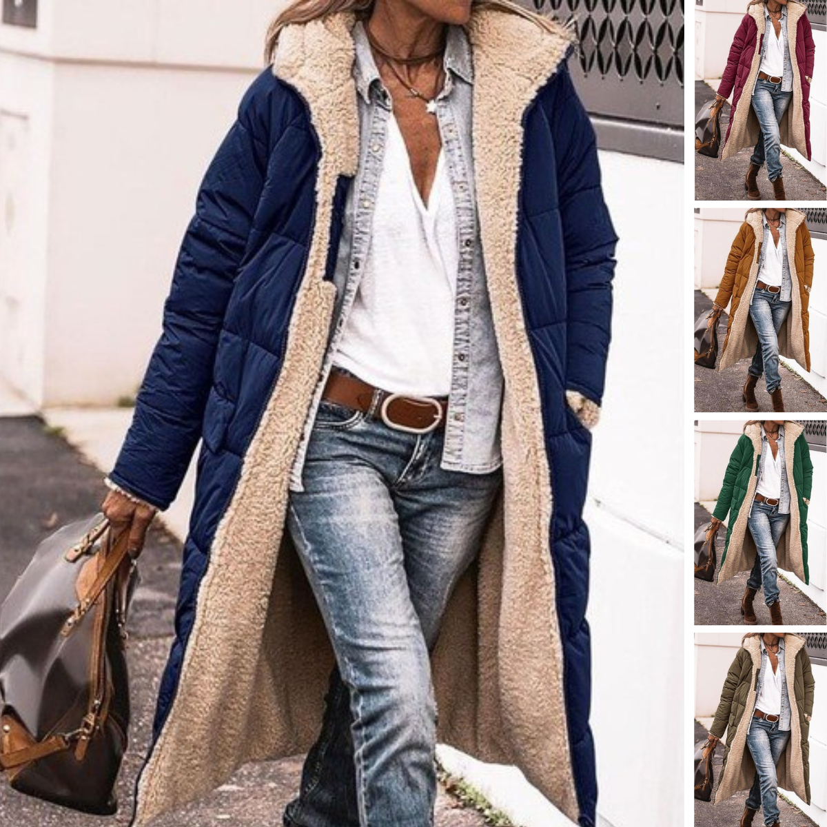Reversible Sherpa Fleece Long Puffer Coats with Hood Outerwear
