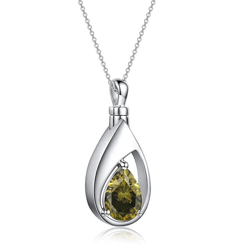 Sterling Silver Cremation Jewelry Memorial CZ Teardrop Ashes Keepsake Urns Pendant Necklace Ashes Jewelry Gifts Urn Necklace