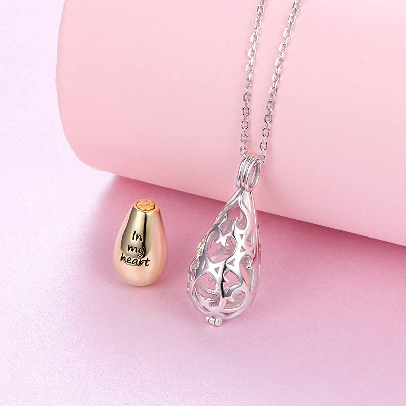 925 Sterling Silver Cremation Urn Memorial Pendant Necklace with Hollow Urn Cremation Jewelry for Ashes