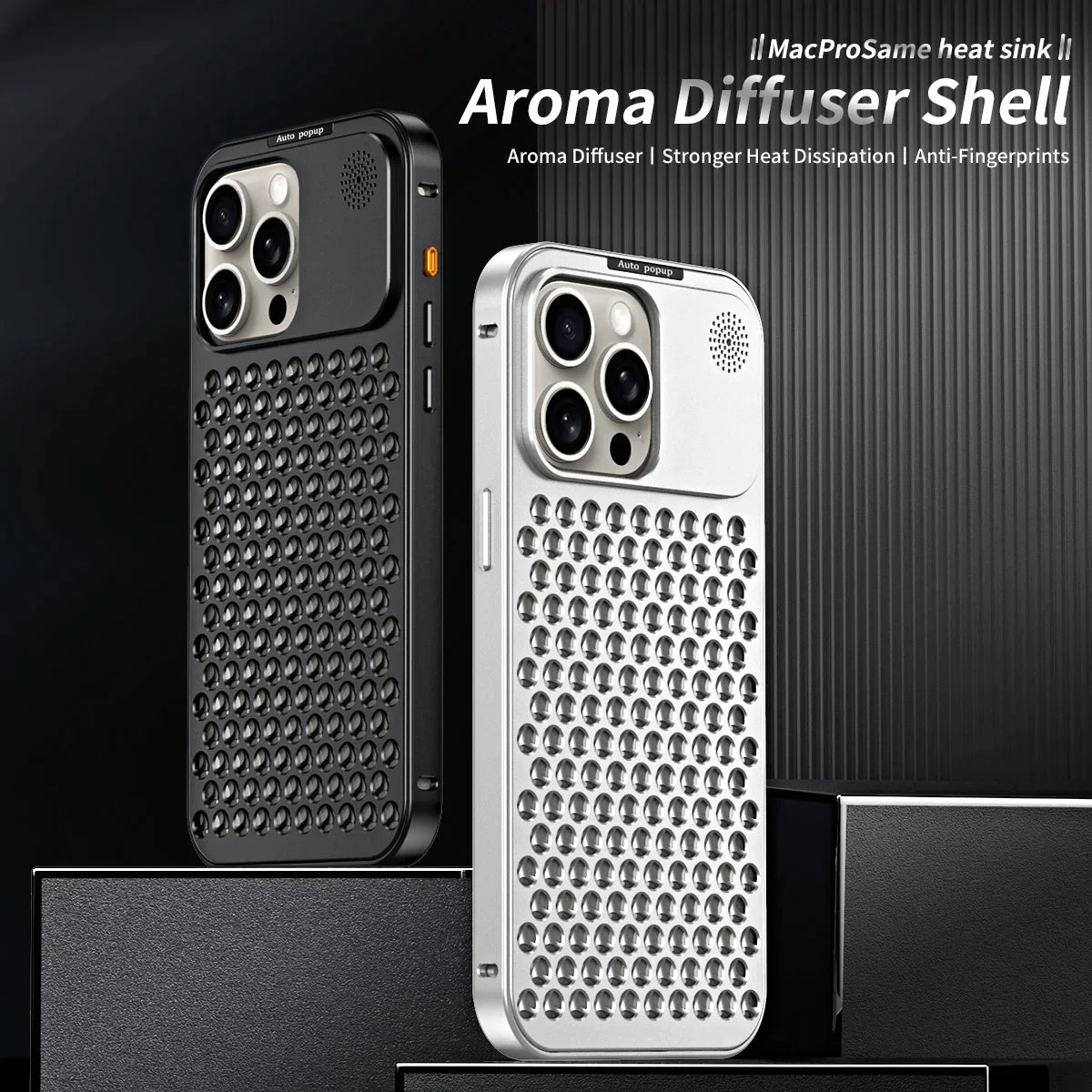 Breathable Perfume Aluminum alloy Heat Dissipation Phone Case For iPhone 12 13 14 15 Pro Max Plus Detachable Cover