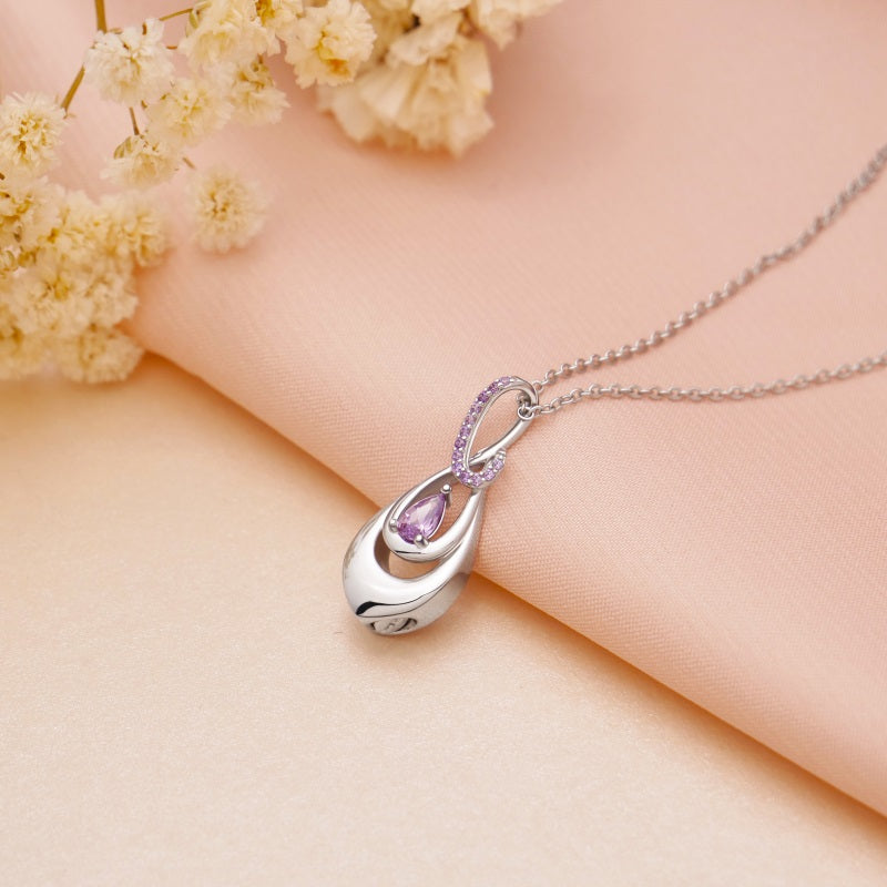 925 Sterling Silver Ash Necklace Crystal Teardrop CZ Keepsake Pendant Infinity Urn Necklace for Ashes Cremation Jewelry