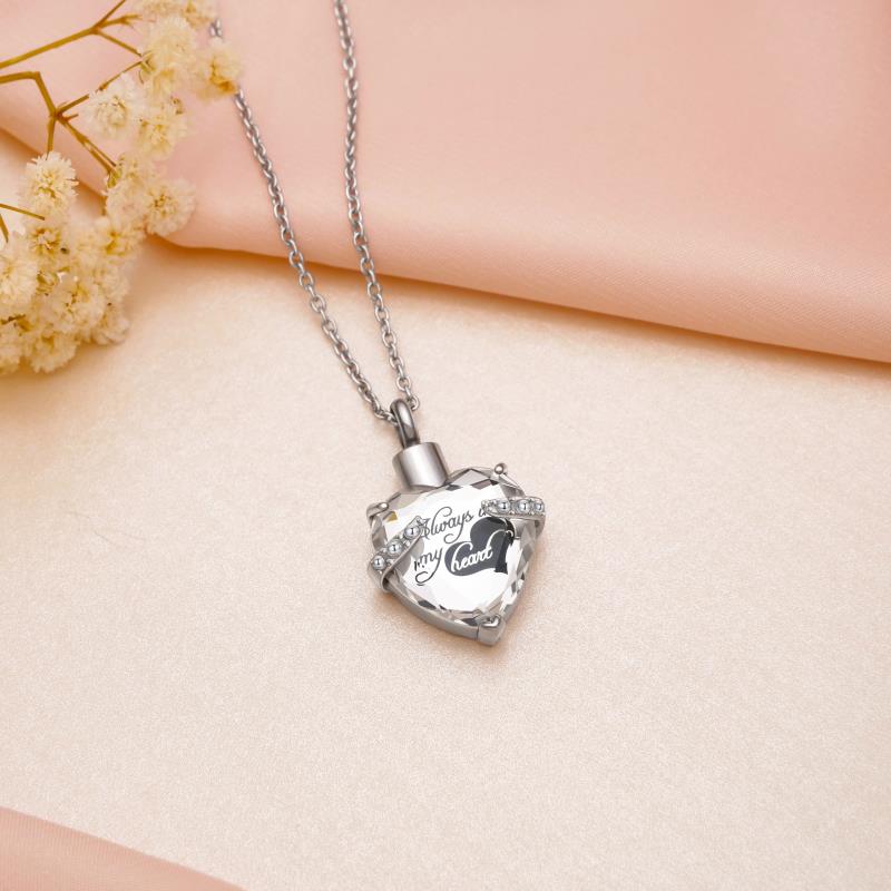 Custom Engraved Ashes Urn Necklace Heart-shaped Month Birthday Stone Keepsakes for Ashes Cremation Jewelry