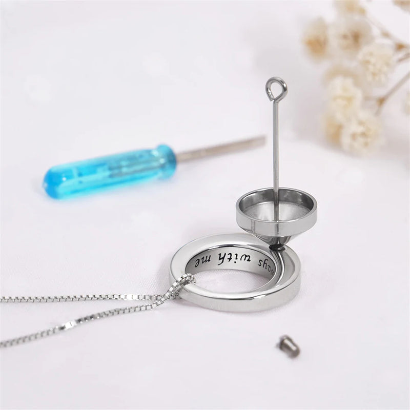 Sterling Silver Circle of Life Eternity Memorial Urn Necklace Always with me Cremation Jewelry Pendant Necklaces for ashes