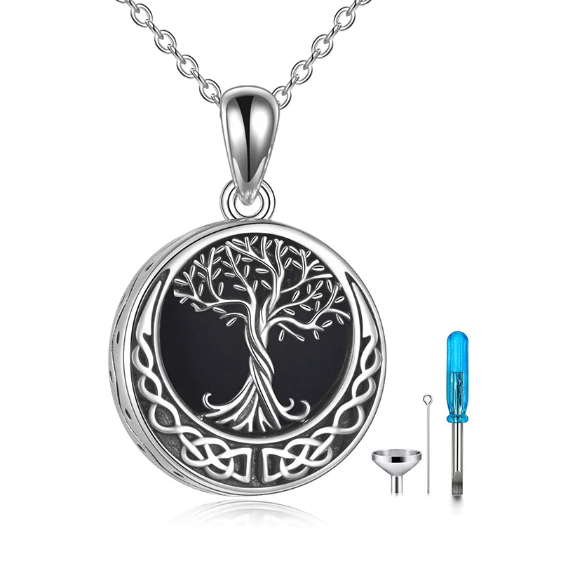 Tree of Life Urn Necklaces for Ashes Sterling Silver Abalone Shell Tree of Life Cremation Jewelry Memory Jewelry for Women Men