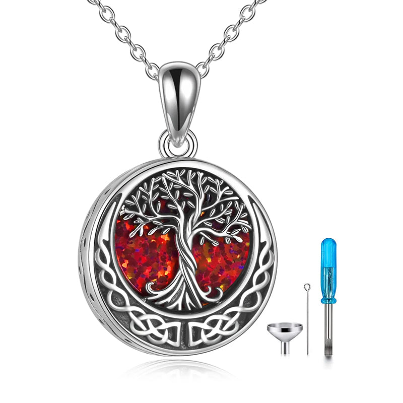 Tree of Life Urn Necklaces for Ashes Sterling Silver Abalone Shell Tree of Life Cremation Jewelry Memory Jewelry for Women Men