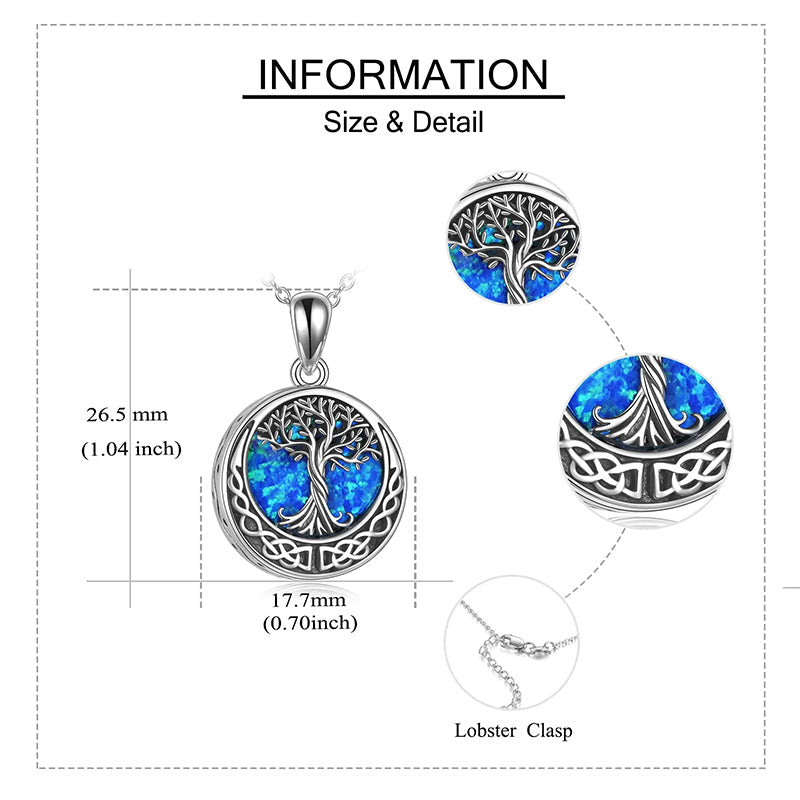 Tree of Life Urn Necklaces for Ashes Sterling Silver Abalone Shell Tree of Life Cremation Jewelry Memory Jewelry for Women Men