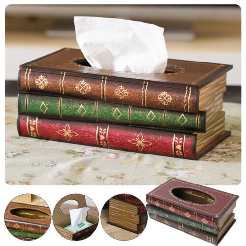 🔥HOT SALE 49% OFF - Creative Retro Wooden Book Shape Tissue Box