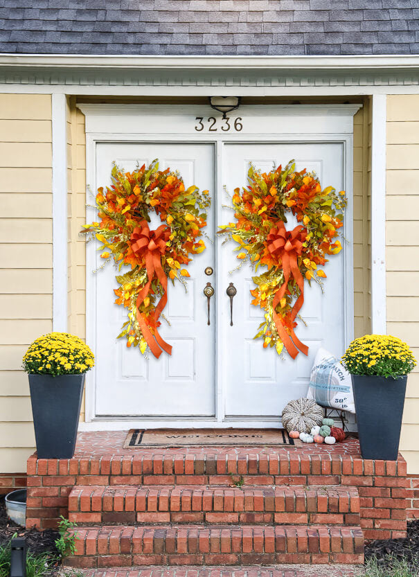 French Berries orange brown swag wreath