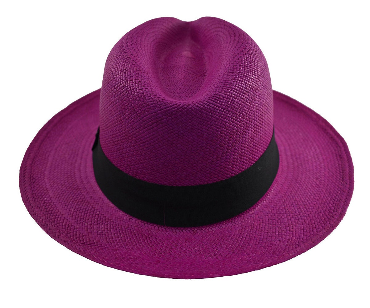 Advanced Original Panama Hat-Fuchsia Toquilla Straw-Handwoven in Ecuador (HatBox Included)