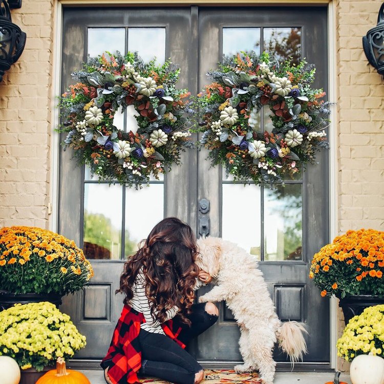 White Pumpkins Ranunculus Wreath