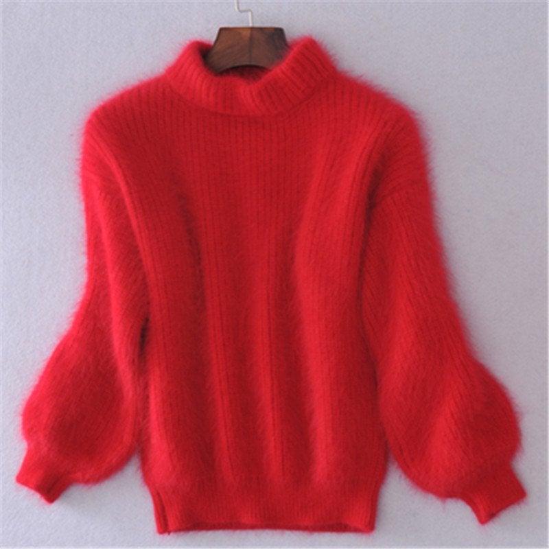 Loose Solid Color Knit Sweater - Vintage Angora Sweater